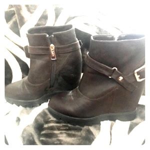 Brown vegan leather boots
